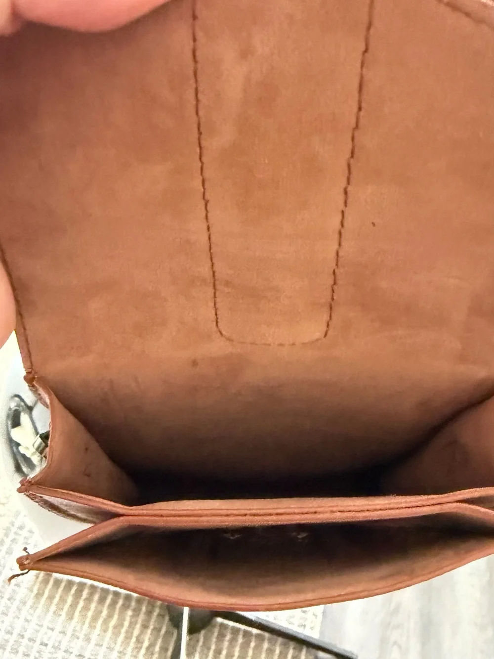 Brown Laser-Cut Leather Messenger Bag